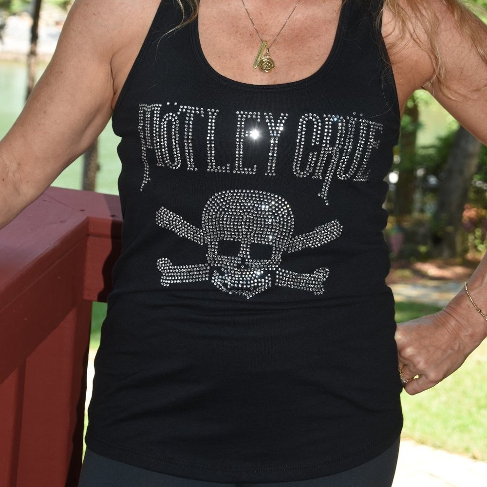 Motley Crue Rhinestone tank top or shirt Diamond Clear Rhinestones